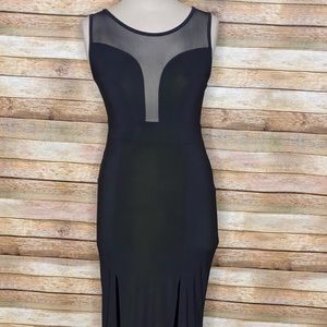 Maxi Dress| Mesh Detail| Black| Medium